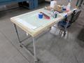 Metal Frame Rolling Table with Wood and Glass Top *No Contents*- Auction Item