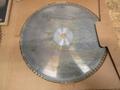Cut-Off Saw Blades (4) Carbide Tipped Nap Gladu, Leuco and Other 16" x 1" **Used But Still Sharp**, (1) Hitachi 15" x 1" Wood Miter Saw Blade **Looks Unused**- Auction Item