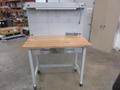 Portable Work Bench with Maple Top, Upper Shelf, Drawer, Work light- Auction Item