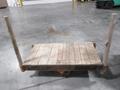 Antique Railroad Rolling Material Cart with Large Center Axle Wheel and Swivel Wheels, Hardwood Top, Hoffman Elect Stamping- Auction Item