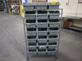 Rolling Wire Rack, (7) Shelves with Plastic Bins 36"x14"x55"- Auction Item
