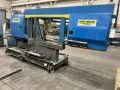 USED HYD-MECH MODEL S-35P SEMI-AUTOMATIC HORIZONTAL MITERING BANDSAW COMPLETE WITH 90' OF POWERED ROLLER CONVEYOR, Year: 1997