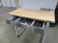 Portable Work Bench with Maple Top, Upper Shelf, Drawer, Work light- Auction Item