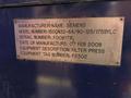 2008 Siemens model 1500n32-64/90-125/175sylc 1500 mm filter press s/n f008178 with 65- approx. 1500 x 1500 mm filters, Siemens plc controls, side bar suspension, bomb bay doors discharge