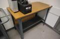 Metal Frame Wood Top Table with Lower Shelf- Auction Item