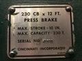 230 TON X 14' CINCINNATI MODEL #230CBX12 HYDRAULIC PRESS BRAKE