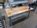 Butcher Block Top Work Bench with Upper and Lower Shelf, CAT40 Tool Vises- Auction Item
