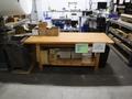 Haevy Wood Table with Lower Shelf 80&quot; x 32&quot; x 34&quot; -NO CONTENTS- Auction Item
