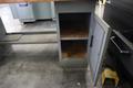 Equipton Work Bench, Wood Top, Upper Shelf, Lower Shelf, Base with 4-Drawers and Cabinet- Auction Item