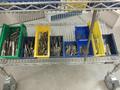 Drills, Large Assortment including, Hammer Drills, Reamers, Counter Sinks Taps On MORE on Uline 4-Shelf 36" x 24" x 78" Metal Wire Rolling Cart- Auction Item