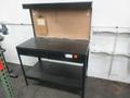 Wen Workbench, Worklight, 2 Drawers, Laminate Wood Top, Pegboard Backing with Hooks- Auction Item