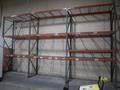 Pallet Racking Teardrop Style, (4) 14'x 42" Uprights, (10) 8' Shelves with Wire Decking- Auction Item