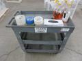 Plastic Shop Cart, 3 Shelves with Cleaning Supplies and Tape- Auction Item
