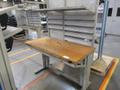Work Bench, Heavy Duty Metal, Adjustable with Wood Top and Adjustable Shelving- Auction Item