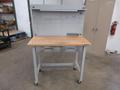 Portable Work Bench with Maple Top, Upper Shelf, Drawer, Work light- Auction Item