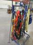 Rolling Cantilever Rack with Assorted Lifting Straps and Chains- Auction Item