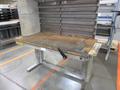 Work Bench, Heavy Duty Metal, Adjustable with Wood Top and Adjustable Shelving- Auction Item