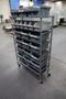 Rolling Wire Rack, (7) Shelves with Plastic Bins 36"x14"x55"- Auction Item