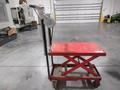 Scissor Lift Rolling Die Cart 38" x 20" Platform, Repaired Handle and Boat Winch Lift System- Auction Item