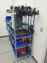 Hand Tools, Large Assortment Including Bolt Cutters, Clamps Tap and Dies, Bubble Levels, Hammers, Pipe Wrenches and More on Uline 5-Shelf 72" x 24" x 78" Metal Wire Rolling Cart- Auction Item
