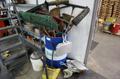 Drum of Cleaning Tools, Brooms, Squeegees, Dust Pans, Bucket Vac- Auction Item