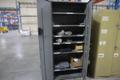 Metal 2 Door Storage Cabinet with Contents of Work Gloves, Box Stapler and Hand Tools- Auction Item