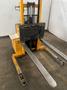 3,000 LB BIG JOE MODEL PDM 30-60 ELECTRIC WALK BEHIND FORKLIFT. STOCK # 1061023.