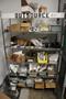 Rolling Adjustable Shelf Wire Racking with 6 Shelves and Contents Hardware, Clamps and Assorted Tools- Auction Item