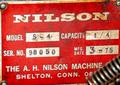 1/4&quot; NILSON MODEL #S-4 FOUR-SLIDE WIRE FORMING MACHINE: STOCK #16989