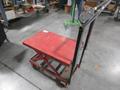 Scissor Lift Rolling Die Cart 38" x 20" Platform, Repaired Handle and Boat Winch Lift System- Auction Item