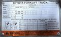 4700 Lb. Toyota Lift Truck, Hard Tire, Triple Stage Mast, LP Gas