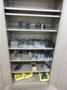 2 Door Metal Storage Cabinet with 6 Adjustable Shelves, with Contents of Lathe Jaws- Auction Item