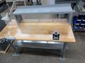 Butcher Block Top Work Bench with Upper and Lower Shelf, CAT40 Tool Vises- Auction Item