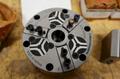 Microcentric 4-120-3, Rotating Air Chucks, 4" 3-Jaw with (2) 07 045 200 Top Jaw Blanks, Missing ***New in Packaging***- Auction Item