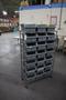Rolling Wire Rack, (7) Shelves with Plastic Bins 36"x14"x55"- Auction Item