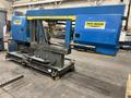 USED HYD-MECH MODEL S-35P SEMI-AUTOMATIC HORIZONTAL MITERING BANDSAW COMPLETE WITH 90' OF POWERED ROLLER CONVEYOR, Stock# 11123, Year: 1997