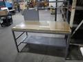 Heavy Duty Work Bench with Wood Top and Glass Surface, Lower Shelf- Auction Item
