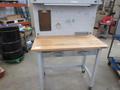 Portable Work Bench with Maple Top, Upper Shelf, Drawer, Work light- Auction Item