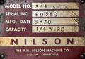 1/4&quot; NILSON MODEL #S-4 FOUR-SLIDE WIRE FORMING MACHINE: STOCK #16991