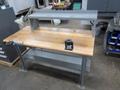 Butcher Block Top Work Bench with Upper and Lower Shelf, CAT40 Tool Vises- Auction Item
