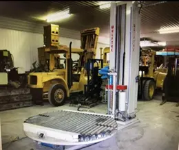 WULFTEC WCA200 AUTOMATIC STRETCH WRAPPER W/ POWERED CONVEYOR STOCK # 3103