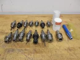 BT30 Tool Holders (15pcs), Assorted Brands and Types, End Mill, ER16 &amp; 20, Pioneer SXN 16S (1) New in Package, and 30 Taper Wiper- Auction Item