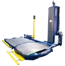 50" x 48" x 92" HIGH LANTECH AUTOMATIC SHRINK WRAPPER WITH IN-FEED &amp; OUT-FEED CONEYOR: YOBRO #26209