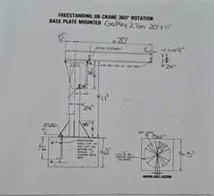 Gaffey 2ton 20'x11' Freestanding Jib Crane