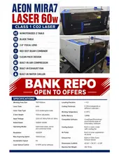 AEON MIRA7 Laser 60w Class 1 CO2 Laser w/Motorized Z Table, Blade Table, 2.0" Focal Lens, Red Dot Beam Combiner, Clean Pack Design, Built-In Air Compressor, Built-In Exhaust Fan, Built-In Water Chiller