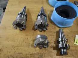 Techniks CT40 Taper Tool Holders: (3) Shell Mill Drivers, (2) ER-20 Collet Holders, (1) ER-16 Collet Holder with (3) 3" (6) Insert Face Mills- Auction Item