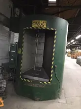 Wheelabrator model ms4-600 spinner hanger blast cleaning machine with built in dust collector, 5'9" x 3'7" work opening, max work height 3'3", max work diameter 1'11", max work weight 1400#, 4 hooks, 2- 10hp shot wheels, 5 hp dust collector, 13,100# total weight, some spare parts