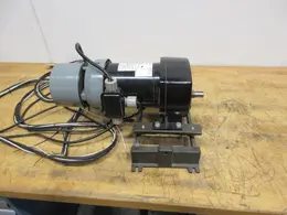 DAYTON AC Gearmotor Model 2Z843: Single Output Shaft, 90 RPM, 220 in-lb Max Torque with Dayton 4Z447A Magnetic Disc Brake, Mounted on Cross Slide- Auction Item