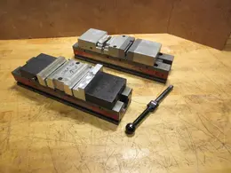 Chick BL4 4" Double Lock Machine Vise (2) with Assorted Soft Jaws and Handle- Auction Item