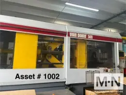 500 TON 59 OZ VAN DORN MODEL 500HT2800 INJECTION MOLDING MACHINE MFG 2000